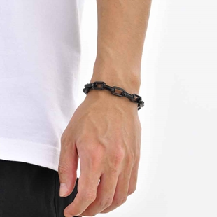 Giaca-Armband aus schwarz beschichtetem Stahl, 20 cm