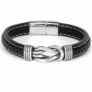 Schwarzes Lederarmband mit Riemen