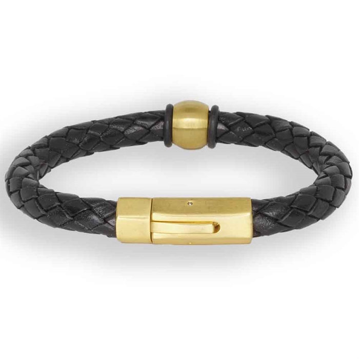 Goldenes Deluxe-Lederarmband schwarz.