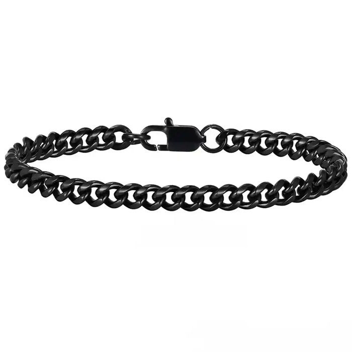 Kubanisches Herrenarmband aus schwarz beschichtetem Stahl.